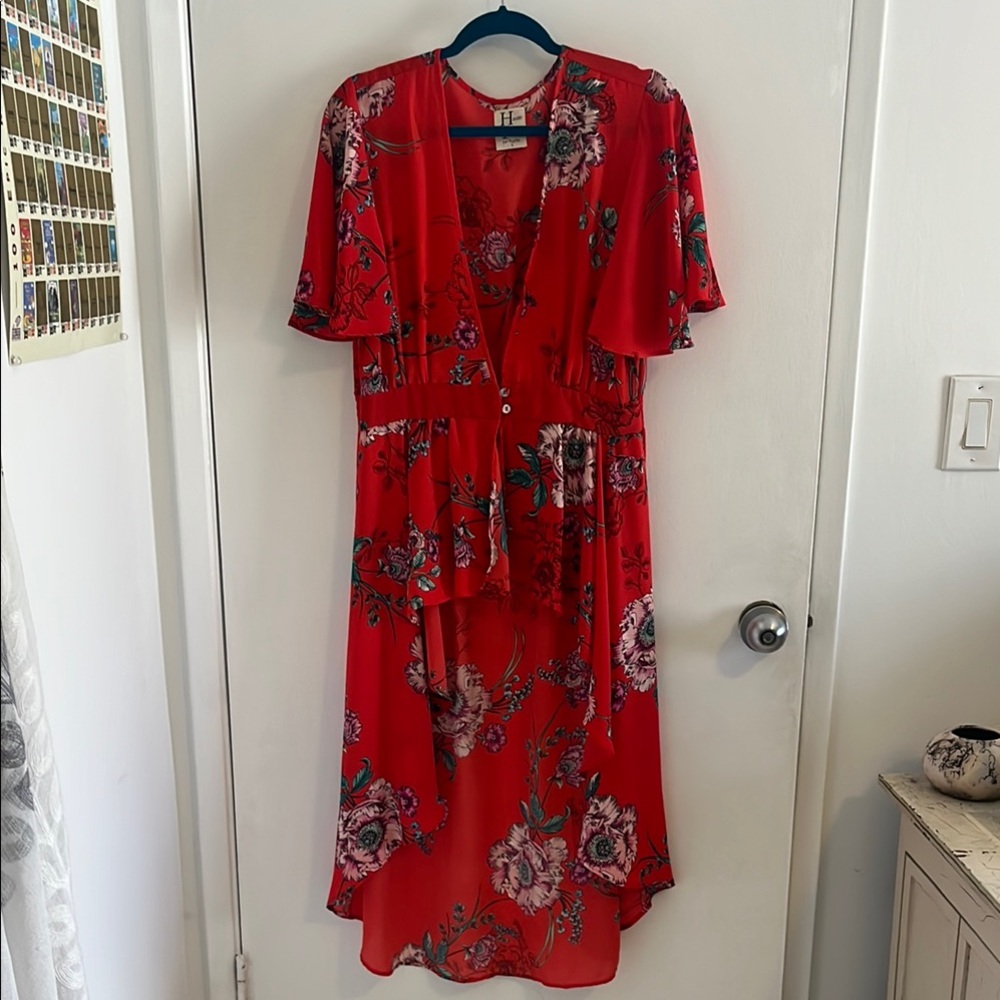 Floral Red Kimono Coverup